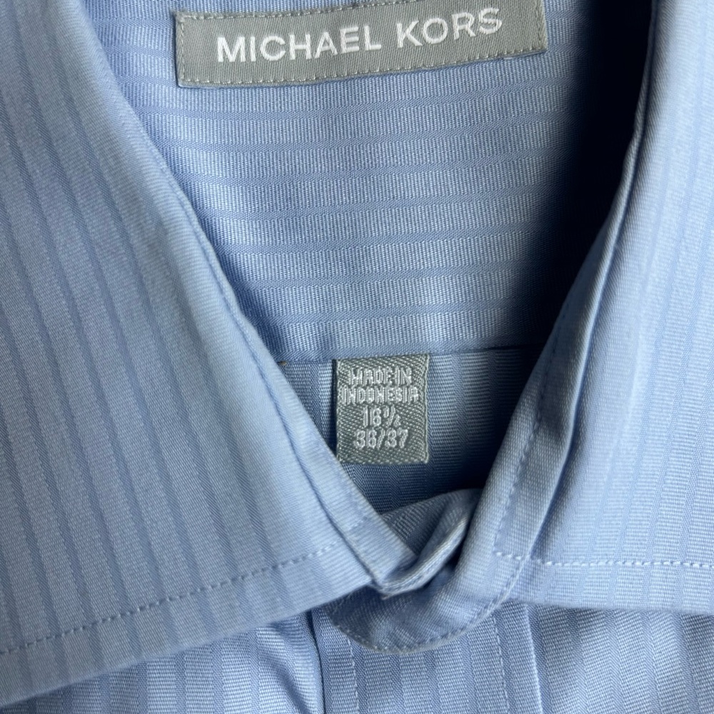 Michael Kors Men's Striped Light Blue Dress Shirt